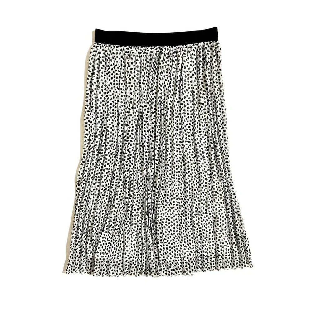 Rachel Zoe Black And White Splatter Print Midi Chiffon Skirt SZ L NWT - Picture 7 of 9